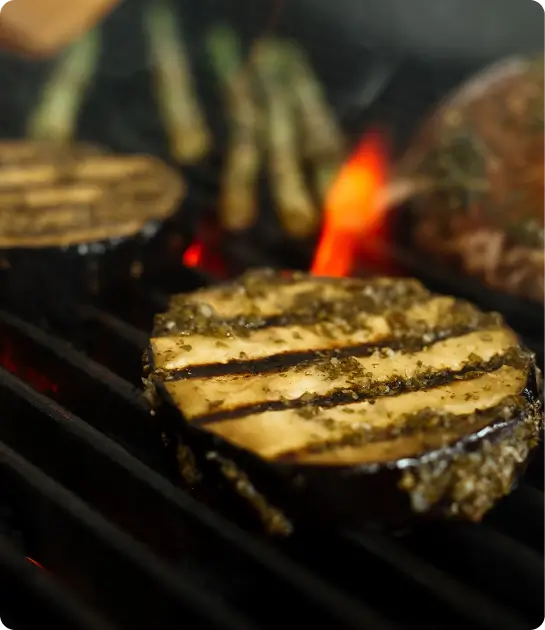 Grilled pineapple on barbecue